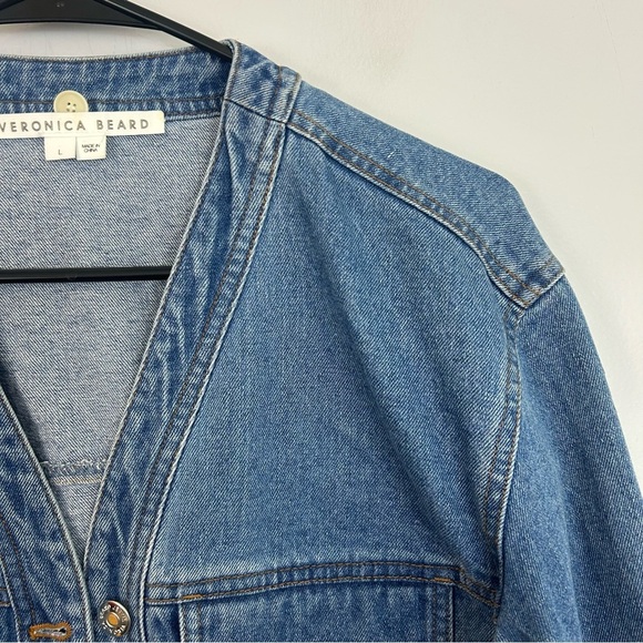 Veronica Beard Keaton Blue Denim Cropped Jacket Size Large - Picture 5 of 15